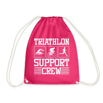 Triathlon Support Crew Schwimmen Radfahren Laufen - Turnbeutel - Fuchsia - Vorne
