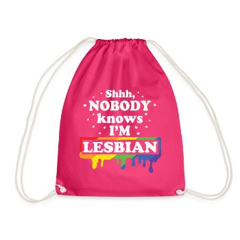 LBGT Flag Gay Pride Human Lesbian - Drawstring Bag - fuchsia - Front