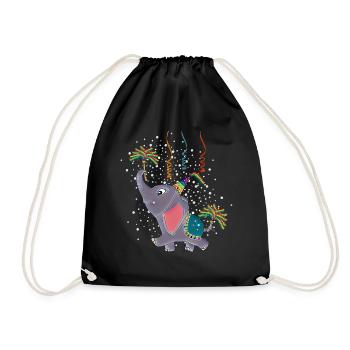Birthday Elephant - Drawstring Bag - black - Front