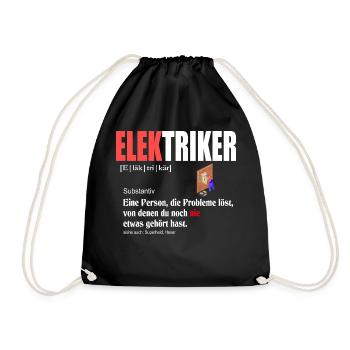 Elektriker Definition - Turnbeutel - Schwarz - Vorne