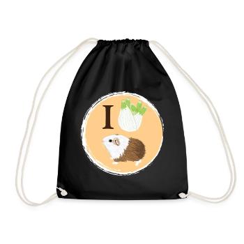 Design mit einem Glatthaar-Meerschweinchen 5 - Turnbeutel - Schwarz - Vorne