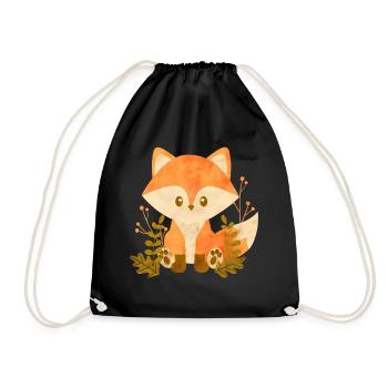 Cute fox - Drawstring Bag - black - Front