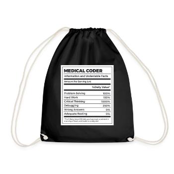 Funny Medical Coder Nutrition Facts - Drawstring Bag - black - Front