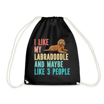 Labradoodle Dog - Drawstring Bag - black - Front