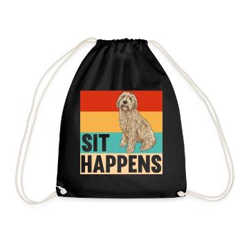 Labradoodle Dog - Drawstring Bag - black - Front