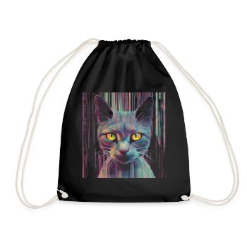 Katze Glitch - Turnbeutel - Schwarz - Vorne
