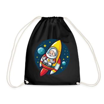 Weihnachtsmann Rakete Santa Weihnachten - Turnbeutel - Schwarz - Vorne