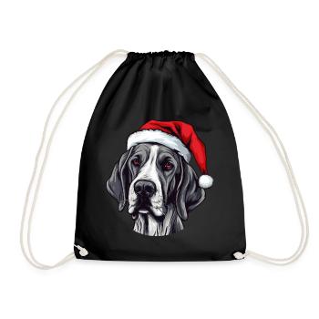 Great Dane Dog Christmas Head - Drawstring Bag - black - Front