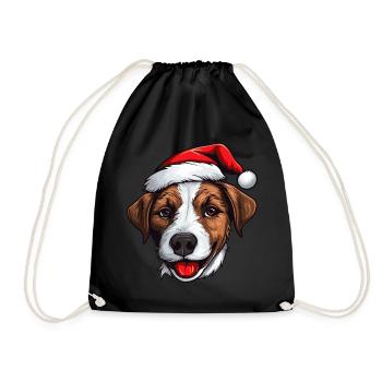 jack russel terrier Hund Weihnachten Kopf - Turnbeutel - Schwarz - Vorne