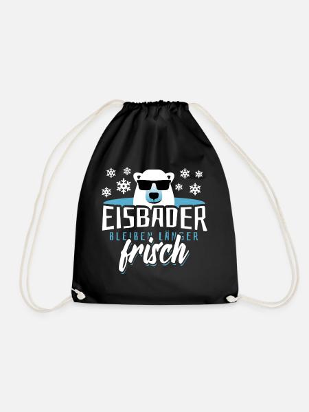 Eisbader bleiben länger frisch - Eisbaden Spruch - Turnbeutel - Schwarz