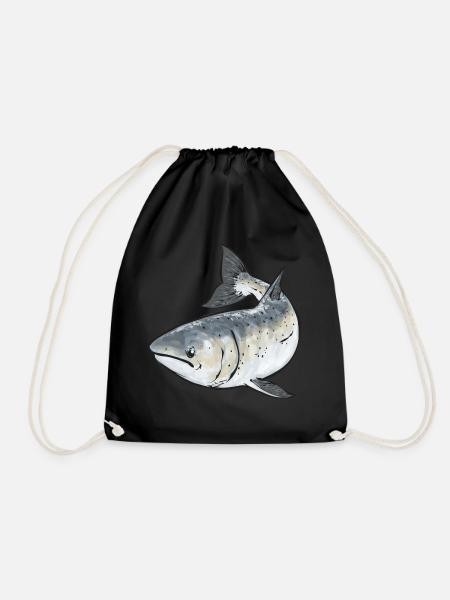Lachsfischen Fischer Lachs Angler - Turnbeutel - Schwarz