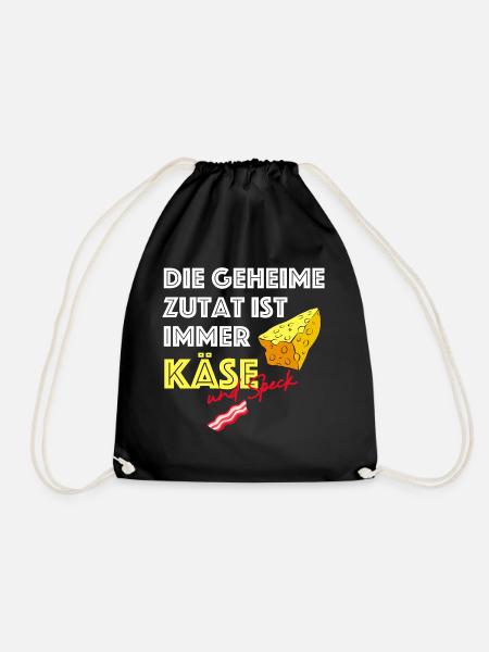 Die Geheime Zutat ist immer Käse | lustige Sprüche - Turnbeutel - Schwarz