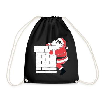 Weihnachtsmann Silhouette Minimalistischer Stil - Turnbeutel - Schwarz - Vorne