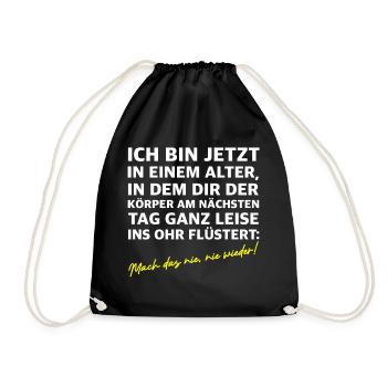 Mach das nie nie wieder | lustige Sprüche - Turnbeutel - Schwarz - Vorne