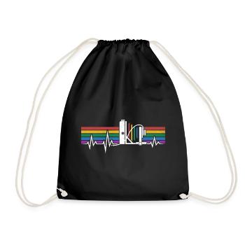 RUNNING FLOOR CAMERA HEARTBEAT LARGE FORMAT PHOTOGRAPHY - Drawstring Bag - black - Front