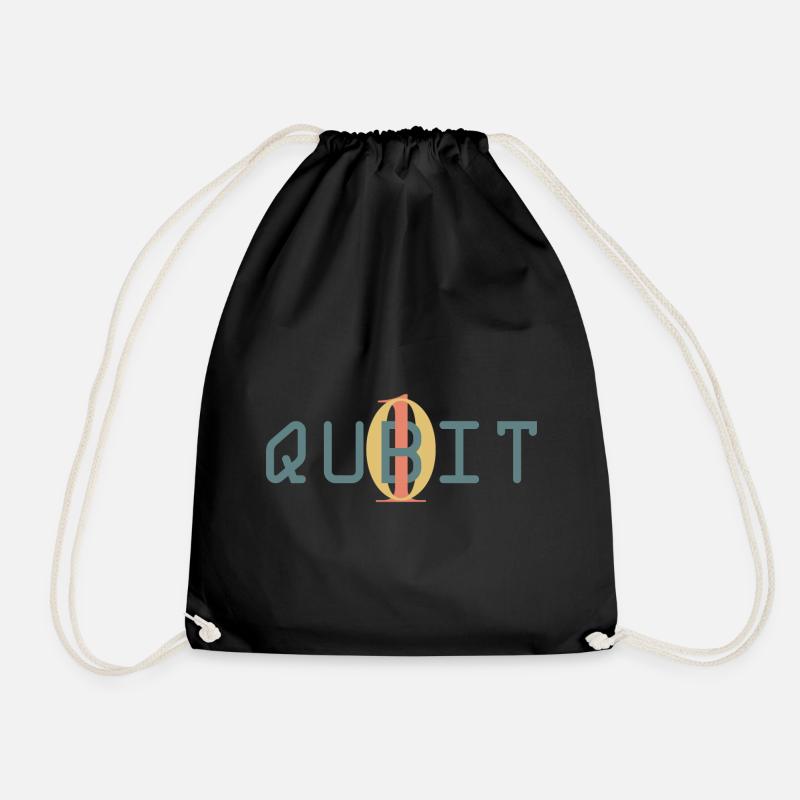 Qubit Quantum Entanglement Physics - Drawstring Bag - black