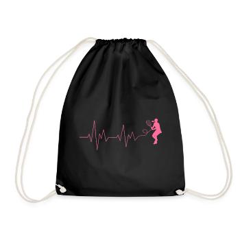 Tennis Player Heartbeat Tennis Player Gift - Drawstring Bag - black - Front