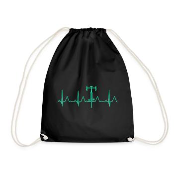 CYCLIST HEARTBEAT CARDIOGRAM CYCLING ROAD BIKE - Drawstring Bag - black - Front