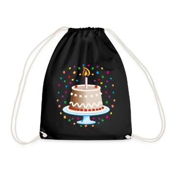 03 Birthday Cake Cake Birthday Candle - Drawstring Bag - black - Front