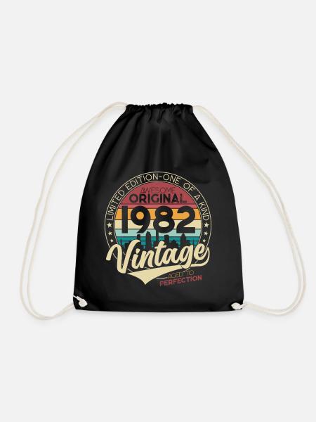 Jahrgang 1982 geboren Vintage Geburtstag Geschenk - Turnbeutel - Schwarz