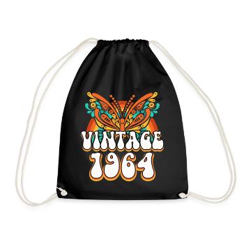 Vintage Hippies 1964 60 Years Anniversary Woman - Drawstring Bag - black - Front