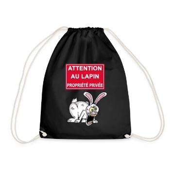 Attention au lapin blanc - Sac de sport léger - noir - Devant