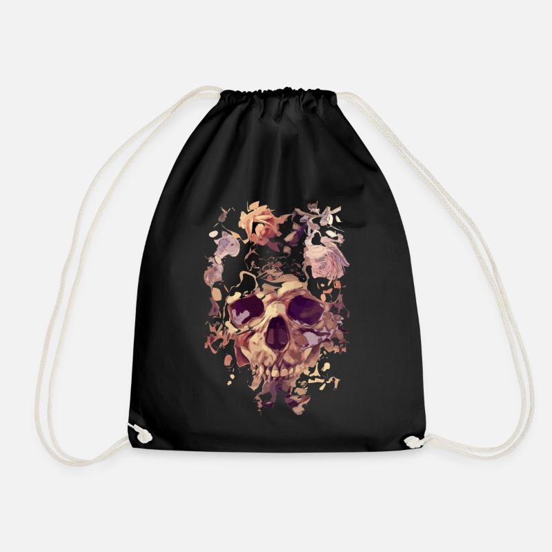 Crâne avec des roses - Sac de sport léger - noir
