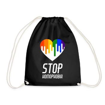 Stop Homophobia LGBT Gay Pride CSD - Drawstring Bag - black - Front