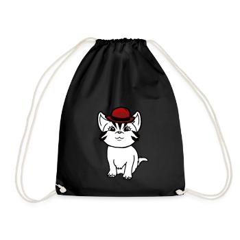 Gentleman Mister Cat Kitten Sir Cat Meow - Drawstring Bag - black - Front