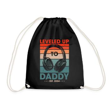Level Up To Daddy 2024 Gaming Papa Gamer - Turnbeutel - Schwarz - Vorne