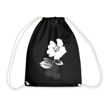 Wild Rose with Triskelion Spiral Trinity Flower - Drawstring Bag - black - Front