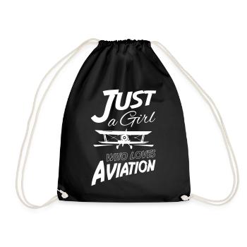 Just a Girl Who Loves Aviation - Drawstring Bag - black - Front