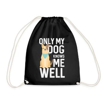Only My Dog Knows Me Well - Drawstring Bag - black - Front
