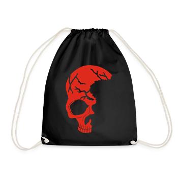 Demi-crâne rouge - Sac de sport léger - noir - Devant