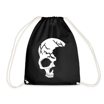 Demi-crâne blanc - Sac de sport léger - noir - Devant