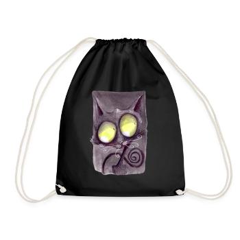 Serial Cat 19 - Drawstring Bag - black - Front