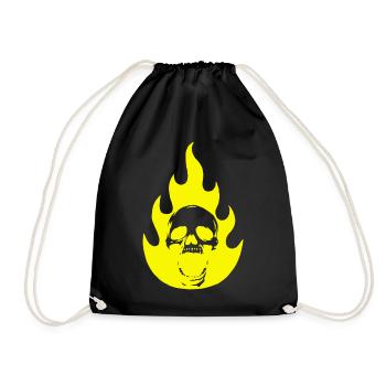 Crâne et flamme jaune - Sac de sport léger - noir - Devant