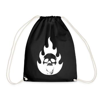 Crâne et flamme blanche - Sac de sport léger - noir - Devant