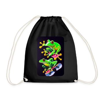 skate worm design #202 - Turnbeutel - Schwarz - Vorne