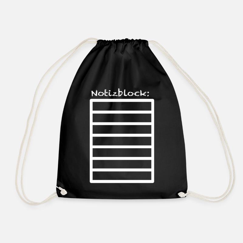 Notizblock Design inkl. Linien - Turnbeutel - Schwarz