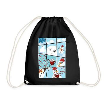 Noël et histoire du bonhomme de neige hereux - Sac de sport léger - noir - Devant