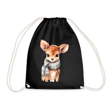 Delicate fawn with scarf - Drawstring Bag - black - Front