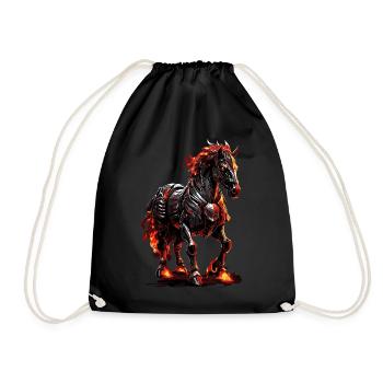 Horse Pony Fire Flame Mystical - Drawstring Bag - black - Front