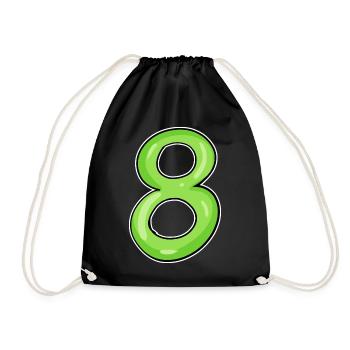 Number 8 - Eight - 8 Motif - Number 8 Number - Drawstring Bag - black - Front