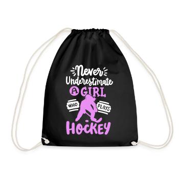 Eishockey Eishockeyspielerin - Turnbeutel - Schwarz - Vorne