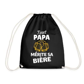 Jeder Papa hat sein Bier verdient - Turnbeutel - Schwarz - Vorne