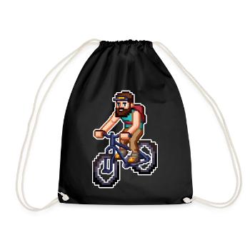 Mountain Bike Pixel Art - Drawstring Bag - black - Front
