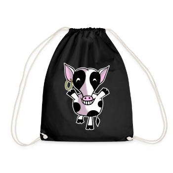 Happy cow - Drawstring Bag - black - Front