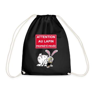 Attention au lapin blanc ! - Sac de sport léger - noir - Devant