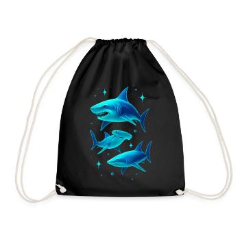 Illustration futuriste de requin néon - Sac de sport léger - noir - Devant